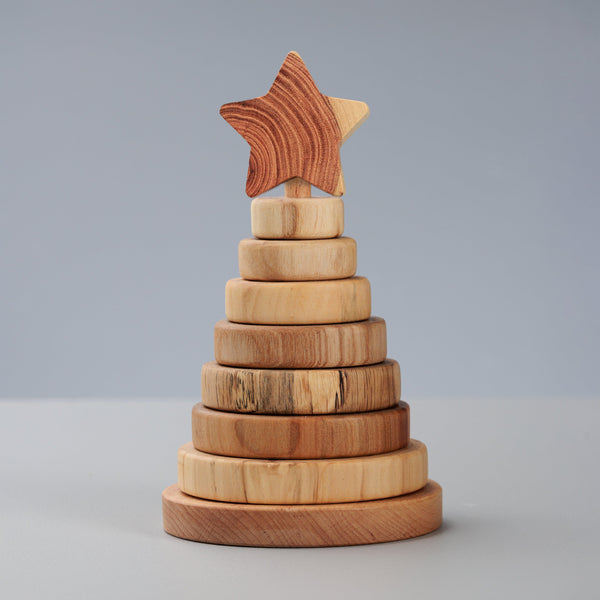 Wooden stacking oy with stars - montessori leksaker