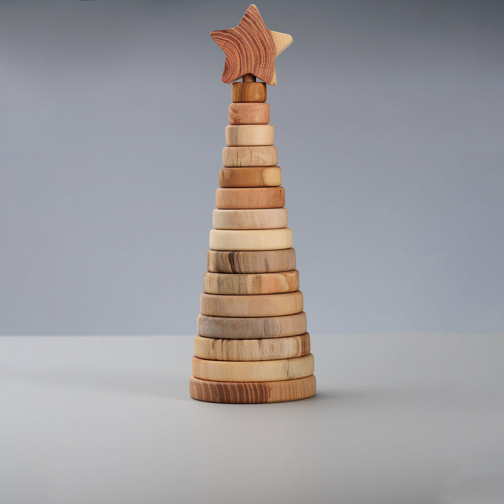 Ecofriendly stacking wooden toy stacker - montessori leksaker