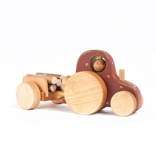 Wooden Tractor Toy with Logs - montessori leksaker